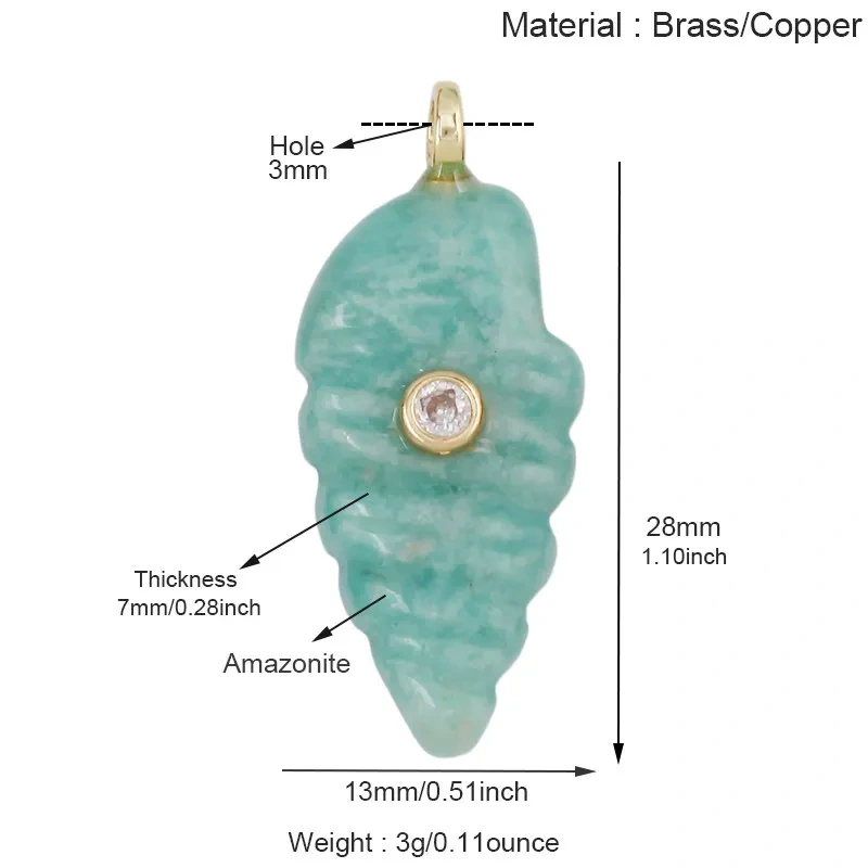 Natural Semi Precious Stone Pendant Amazonite Amethyst Labradorite Carnelian Onyx Jade Fish Conch Charm Necklace For Women R85