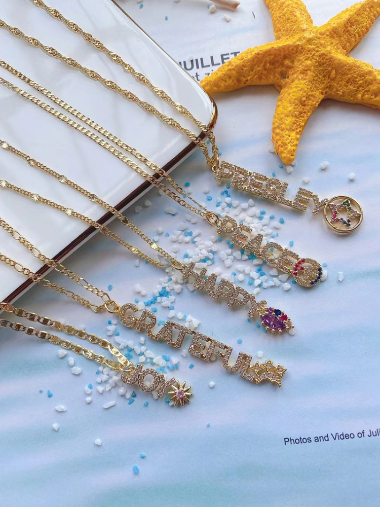 New Word MAMA GWEN GRATEFUL HAPPY LOVE EDEN PEACE JOY PRESLEY LUCKY Letter Charm Pendant Jewelry,Necklace Hand Making Supply M22