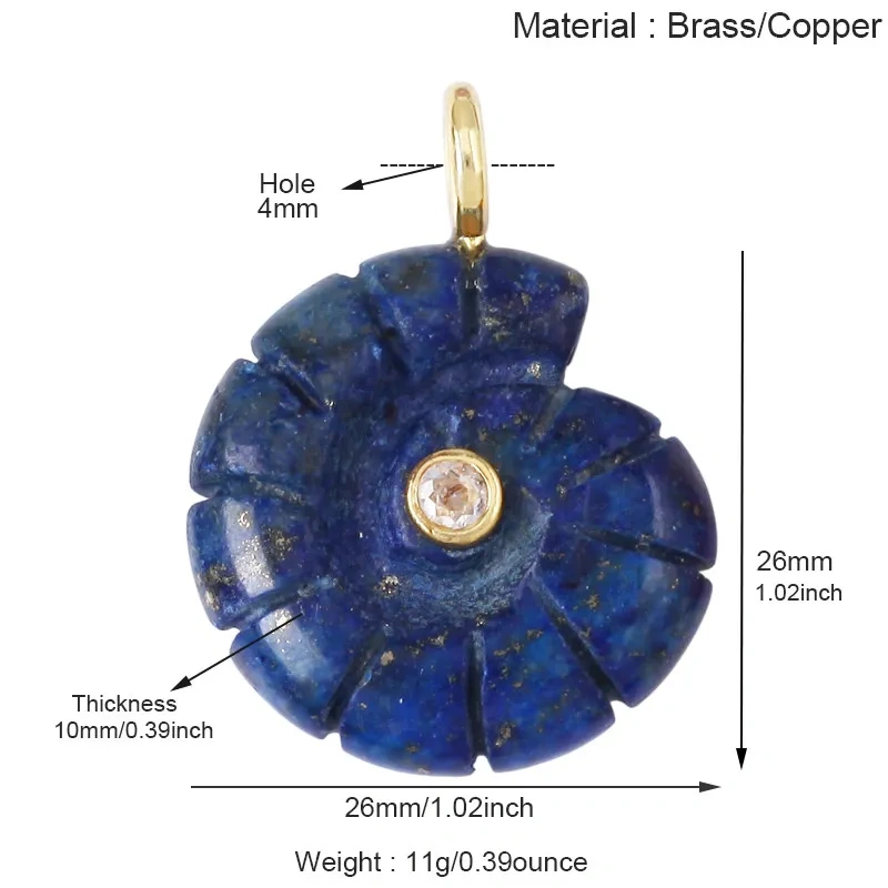 Trendy Semi-precious Stone Fish Conch Shell Charm Pendant,Turquoise Amethyst Strawberry Quartz Agate Jade DIY Jewelry Making R43