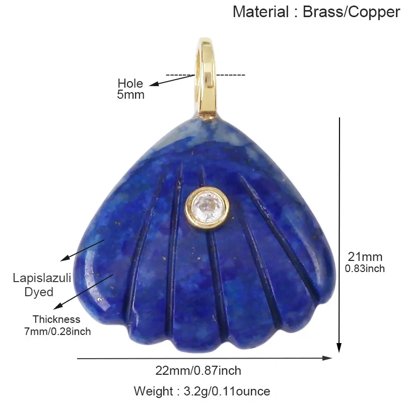 Trendy Semi-precious Stone Fish Conch Shell Charm Pendant,Turquoise Amethyst Strawberry Quartz Agate Jade DIY Jewelry Making R43