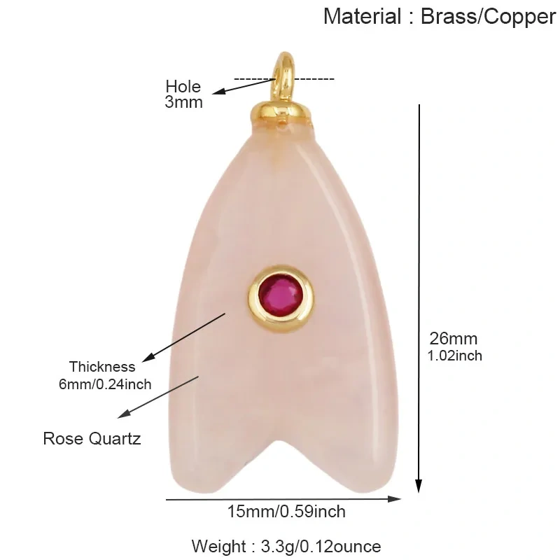 Trendy Semi-precious Stone Fish Conch Shell Charm Pendant,Turquoise Amethyst Strawberry Quartz Agate Jade DIY Jewelry Making R43