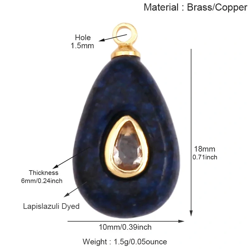 Natural Gemstone Pendants Turquoise Lapis Amethyst Quartz,Water Drop Oval Round Geometric Charm DIY Jewelry Making Supplies R88