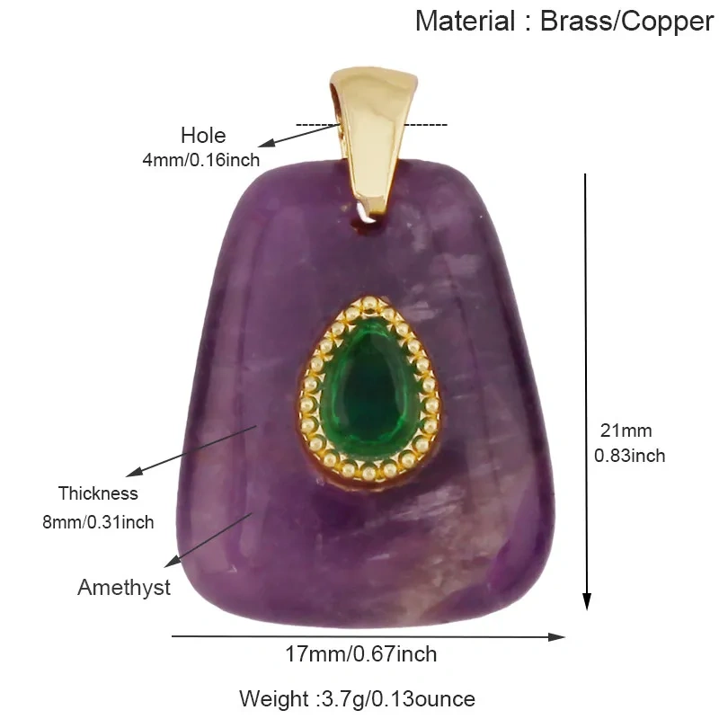 Natural Gemstone Pendants Turquoise Lapis Amethyst Quartz,Water Drop Oval Round Geometric Charm DIY Jewelry Making Supplies R88