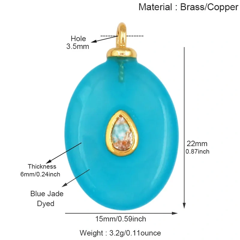 Natural Gemstone Pendants Turquoise Lapis Amethyst Quartz,Water Drop Oval Round Geometric Charm DIY Jewelry Making Supplies R88