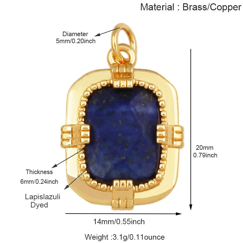 Natural Gemstone Pendants Turquoise Lapis Amethyst Quartz,Water Drop Oval Round Geometric Charm DIY Jewelry Making Supplies R88