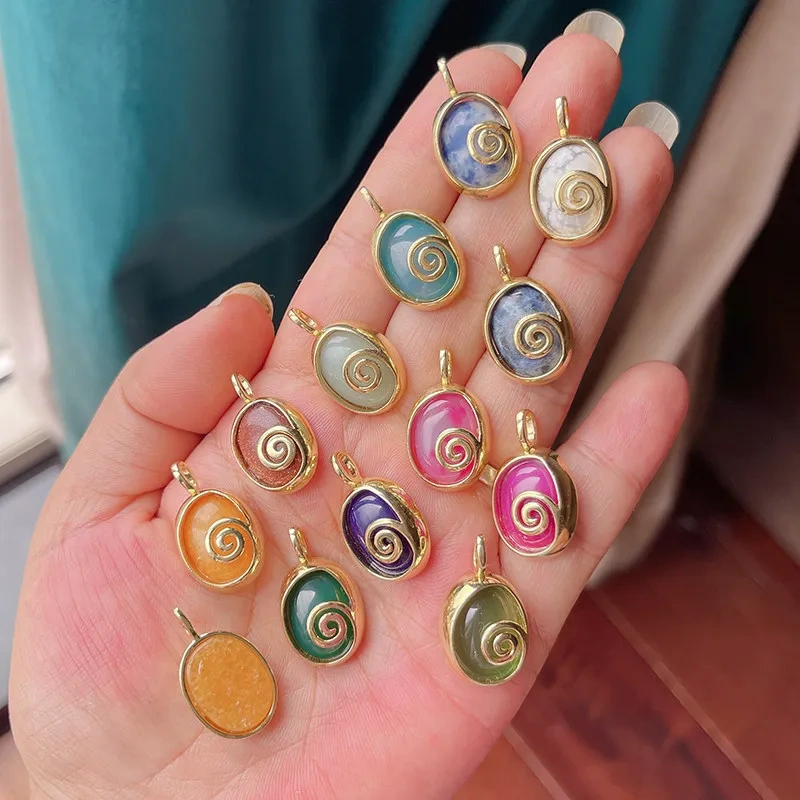 Semi-precious Stone Star Moon Sun Pendant,Turquoise Amethyst Strawberry Quartz Agate Jade Crystal Charm For Jewelry Making R80