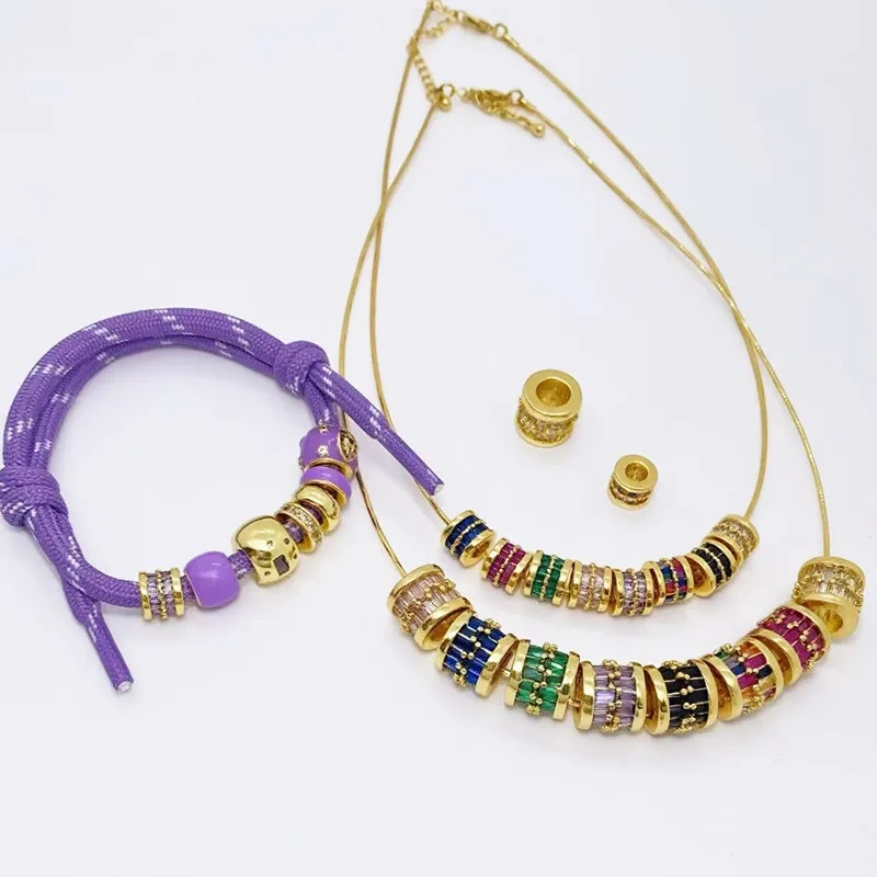 European Popular Large Hole Barrel Beads,Micro Pave Zircon Loose Beads Jewelry Accessories Bracelet Necklace Craft Supplies S43
