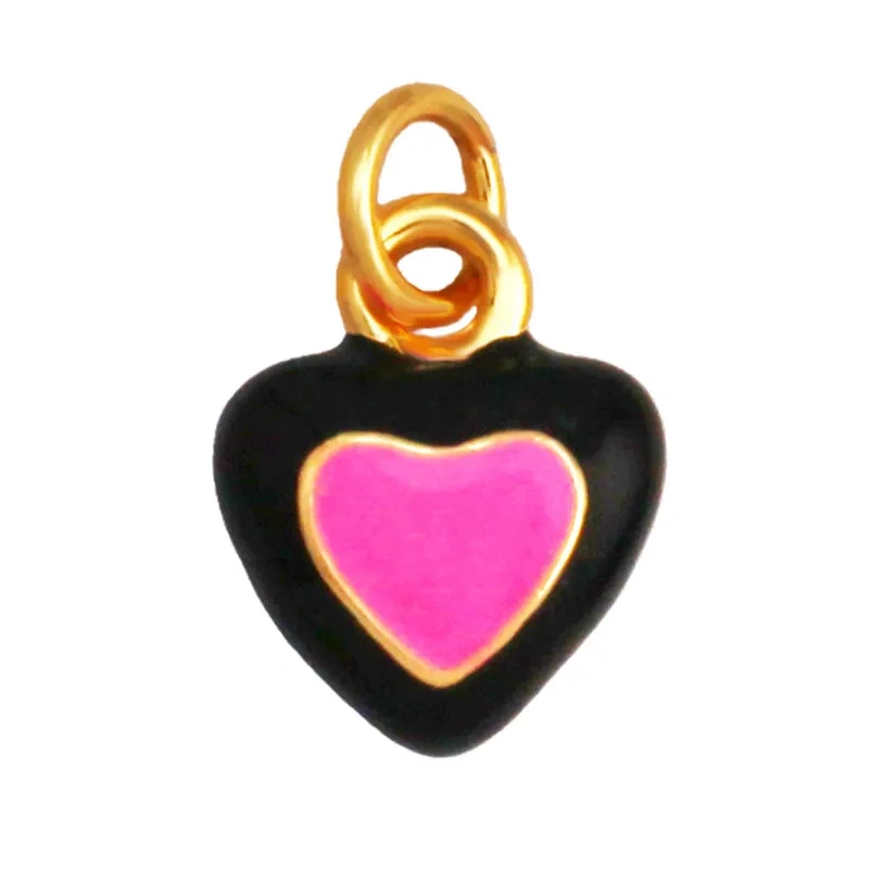 Trendy Red Love Heart Charm Pendant,Colorful Pure Copper Drip Oil Inlaid Zircon Necklace Bracelet Jewelry Accessories Supply R35