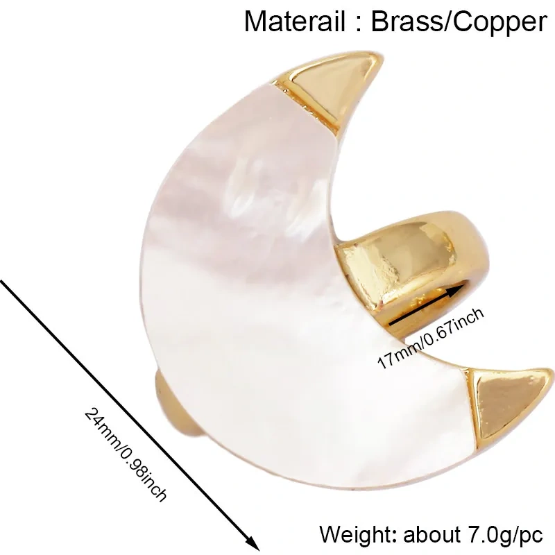 Trendy Shell Star Moon Lightning Butterfly Heart Finger Ring,Geometric Adjustable Open Real 18K Gold Plated Jewelry Supply P09
