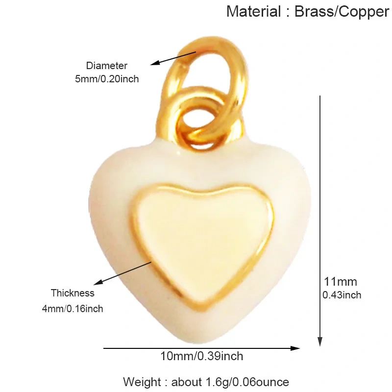 Trendy Red Love Heart Charm Pendant,Colorful Pure Copper Drip Oil Inlaid Zircon Necklace Bracelet Jewelry Accessories Supply R35