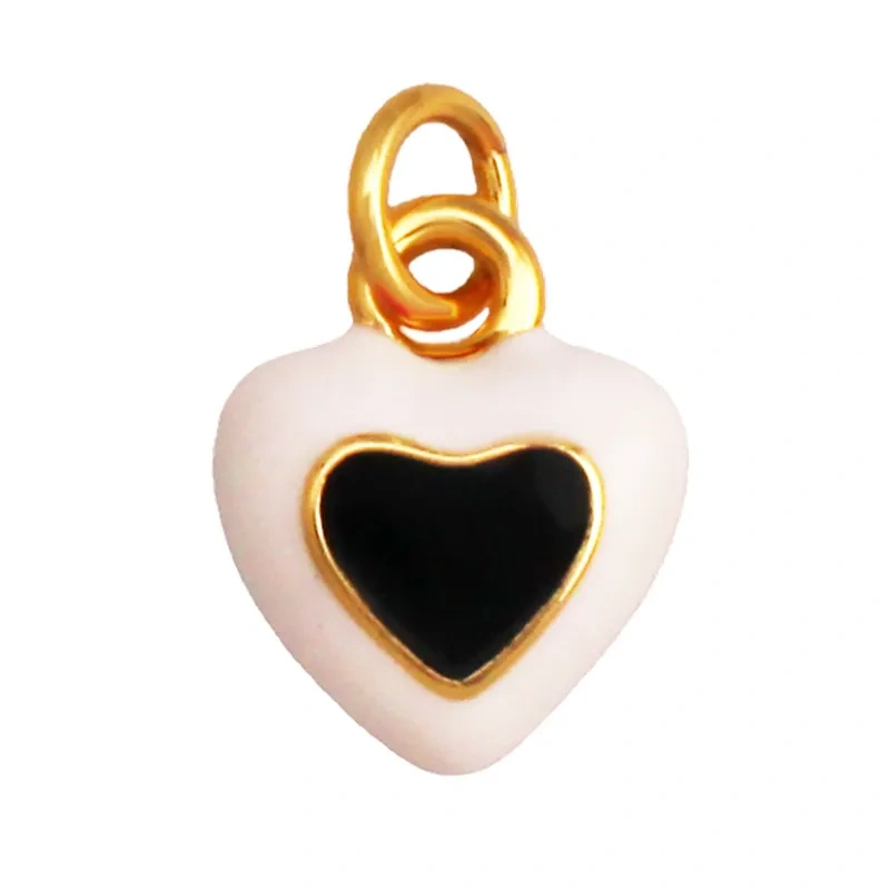 Trendy Red Love Heart Charm Pendant,Colorful Pure Copper Drip Oil Inlaid Zircon Necklace Bracelet Jewelry Accessories Supply R35