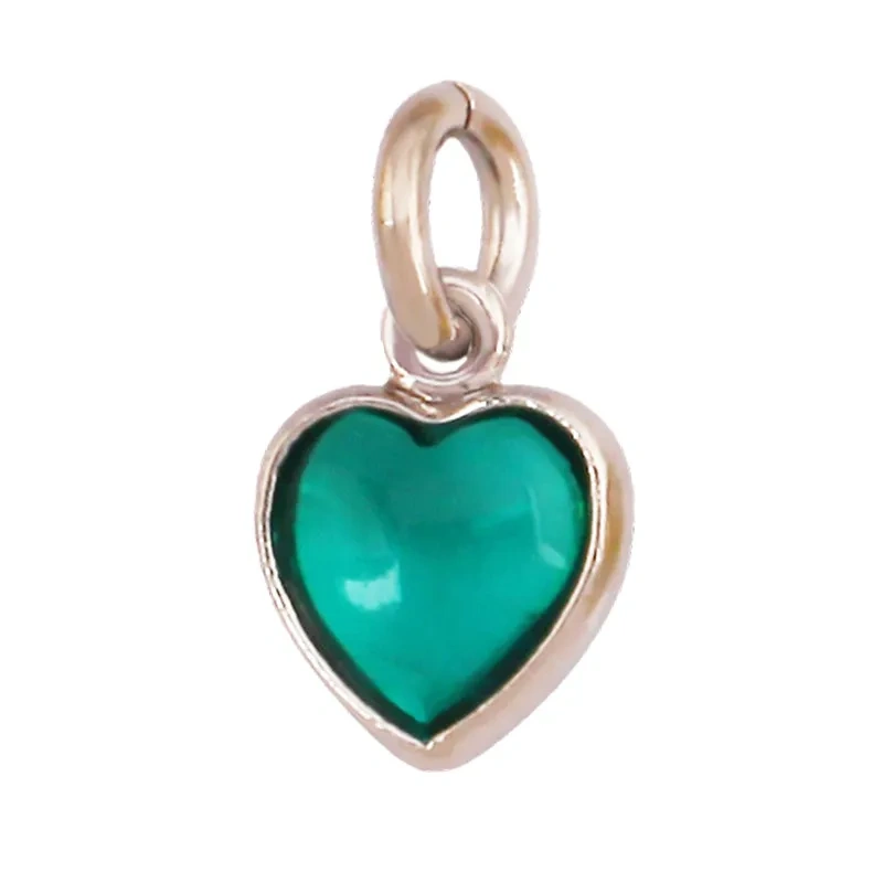Trendy Red Love Heart Charm Pendant,Colorful Pure Copper Drip Oil Inlaid Zircon Necklace Bracelet Jewelry Accessories Supply R35