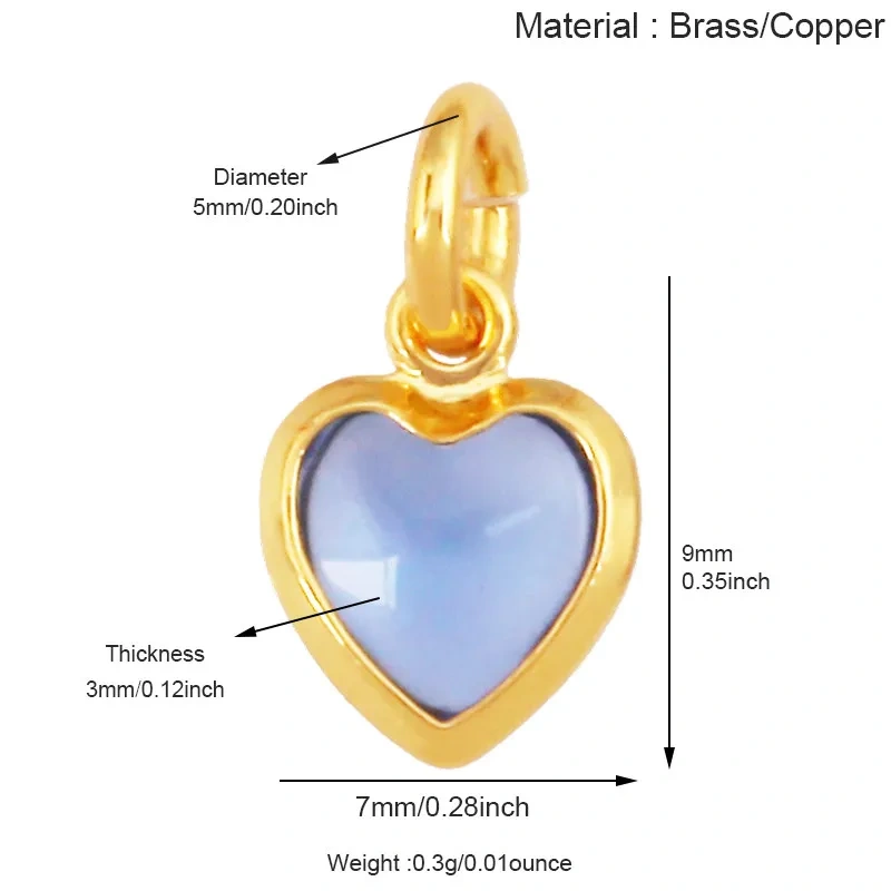 Trendy Red Love Heart Charm Pendant,Colorful Pure Copper Drip Oil Inlaid Zircon Necklace Bracelet Jewelry Accessories Supply R35
