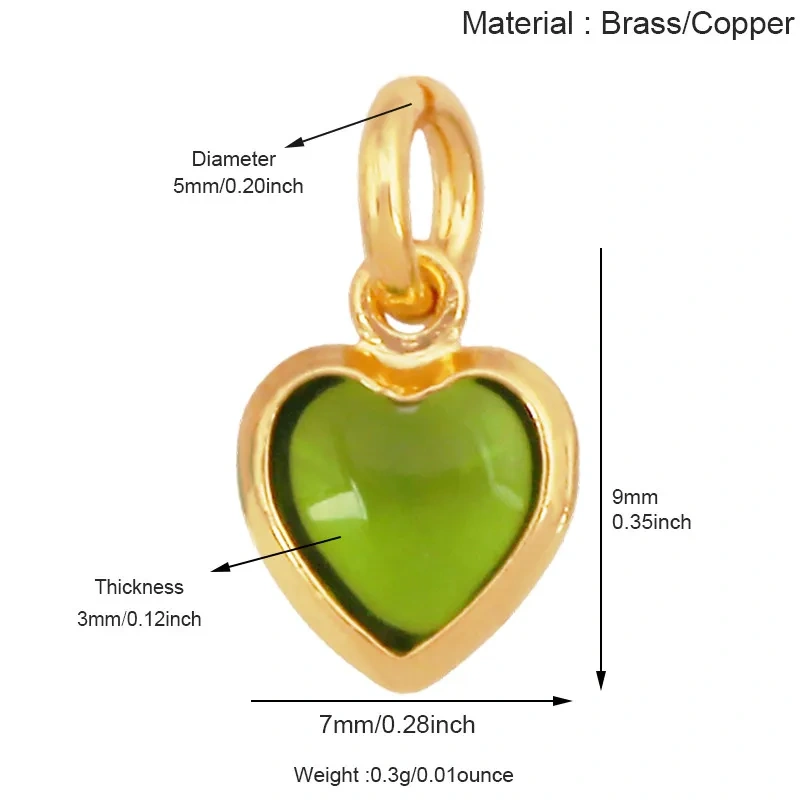 Trendy Red Love Heart Charm Pendant,Colorful Pure Copper Drip Oil Inlaid Zircon Necklace Bracelet Jewelry Accessories Supply R35