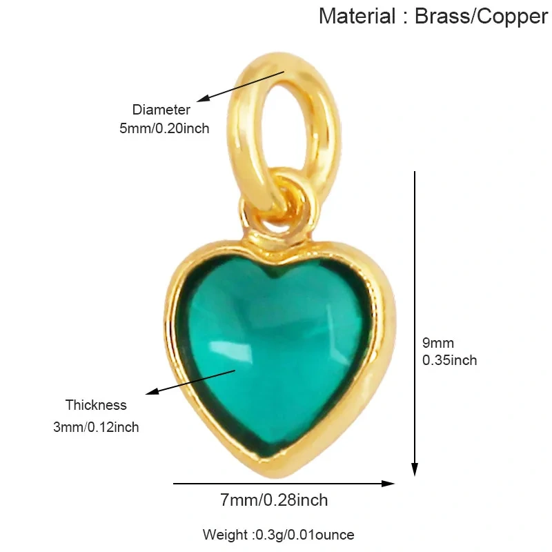 Trendy Red Love Heart Charm Pendant,Colorful Pure Copper Drip Oil Inlaid Zircon Necklace Bracelet Jewelry Accessories Supply R35