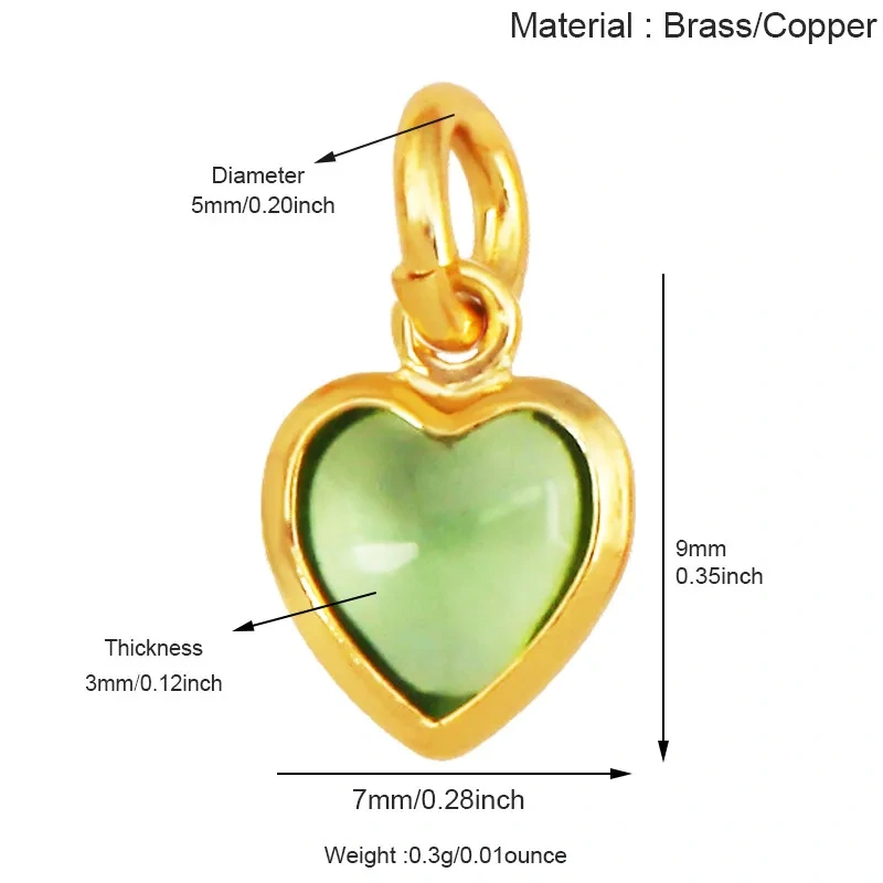 Trendy Red Love Heart Charm Pendant,Colorful Pure Copper Drip Oil Inlaid Zircon Necklace Bracelet Jewelry Accessories Supply R35