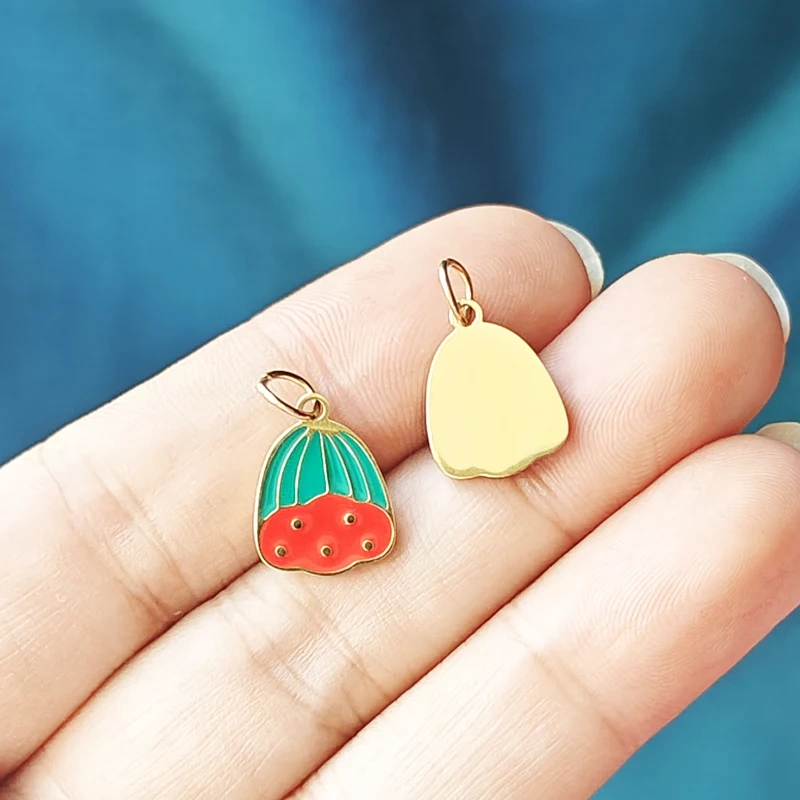 304 Stainless Steel Fruit Cherry Strawberry Banana Pineapple Apple Lemon Charm Pendant,Jewelry Necklace Bracelet DIY Supply R41