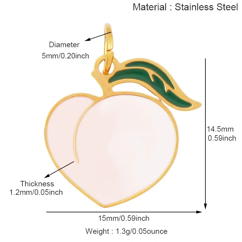 304 Stainless Steel Fruit Cherry Strawberry Banana Pineapple Apple Lemon Charm Pendant,Jewelry Necklace Bracelet DIY Supply R41