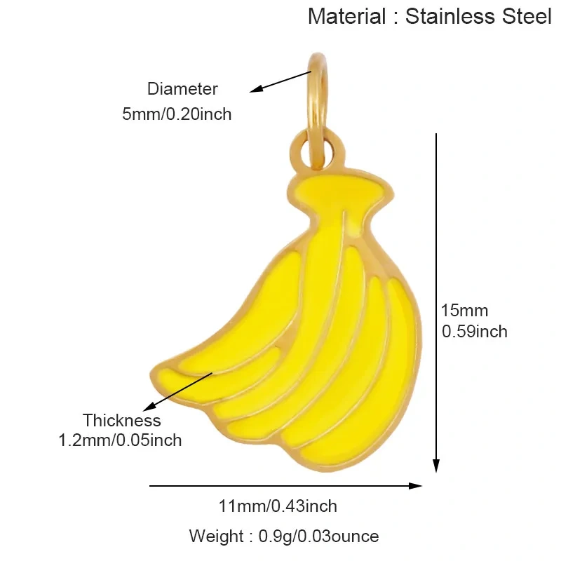 304 Stainless Steel Fruit Cherry Strawberry Banana Pineapple Apple Lemon Charm Pendant,Jewelry Necklace Bracelet DIY Supply R41