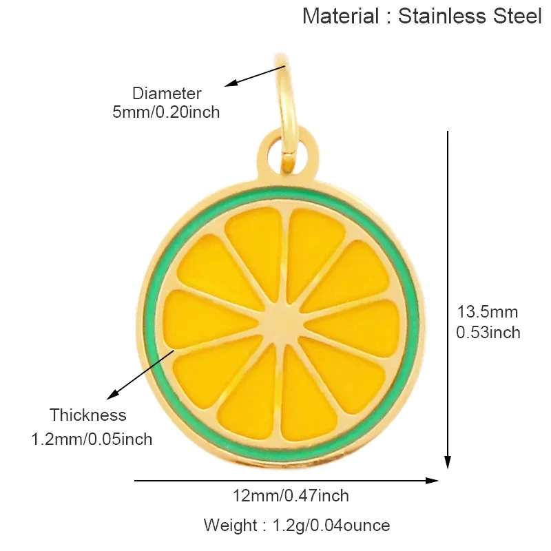 304 Stainless Steel Fruit Cherry Strawberry Banana Pineapple Apple Lemon Charm Pendant,Jewelry Necklace Bracelet DIY Supply R41