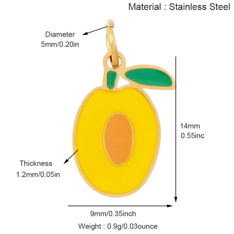 304 Stainless Steel Fruit Cherry Strawberry Banana Pineapple Apple Lemon Charm Pendant,Jewelry Necklace Bracelet DIY Supply R41