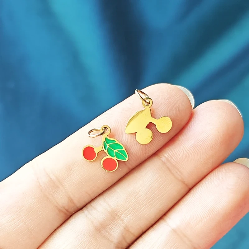 304 Stainless Steel Fruit Cherry Strawberry Banana Pineapple Apple Lemon Charm Pendant,Jewelry Necklace Bracelet DIY Supply R41