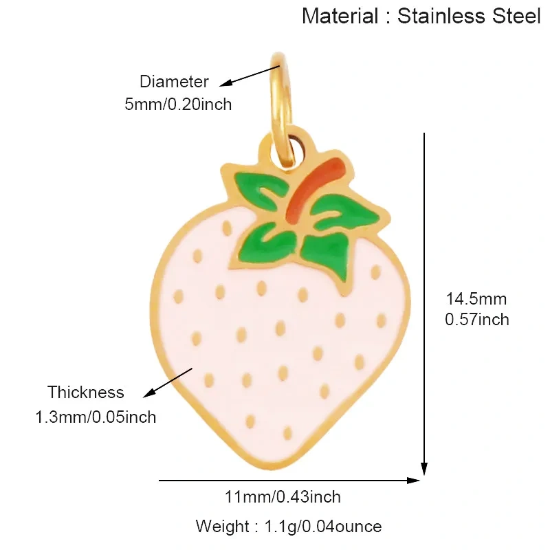 304 Stainless Steel Fruit Cherry Strawberry Banana Pineapple Apple Lemon Charm Pendant,Jewelry Necklace Bracelet DIY Supply R41