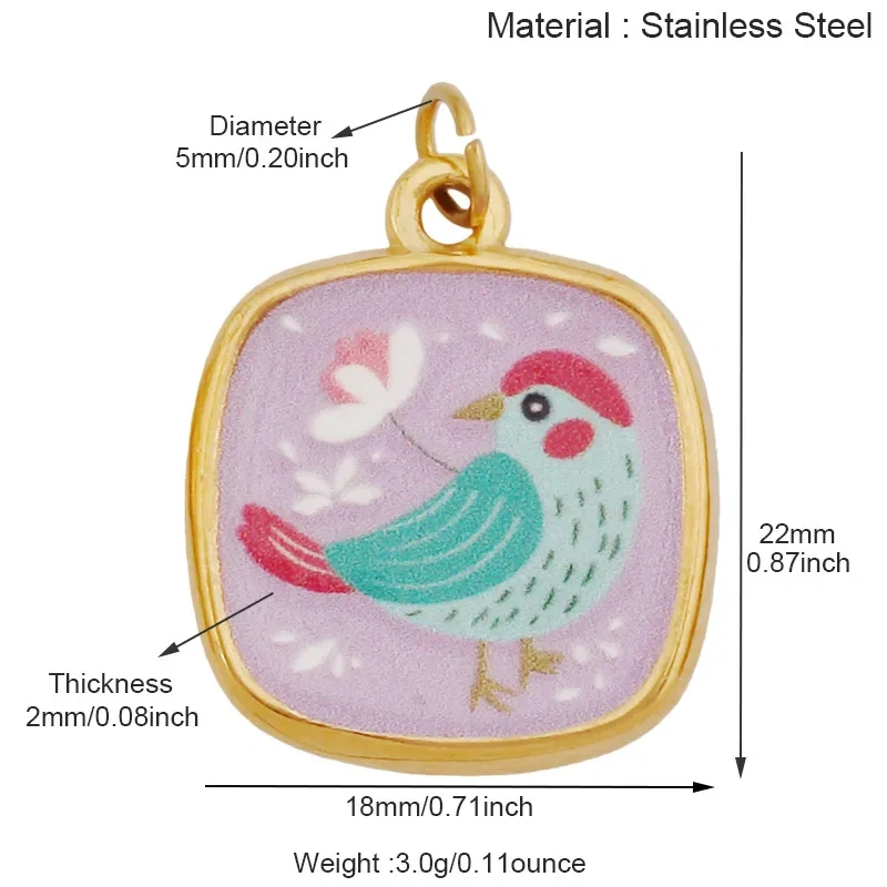 Stainless Steel Animal Insect Butterfly Beetle Swallow Bird Bee Charm Pendant,DIY Necklace Bracelet Jewelry Painted Supply R71