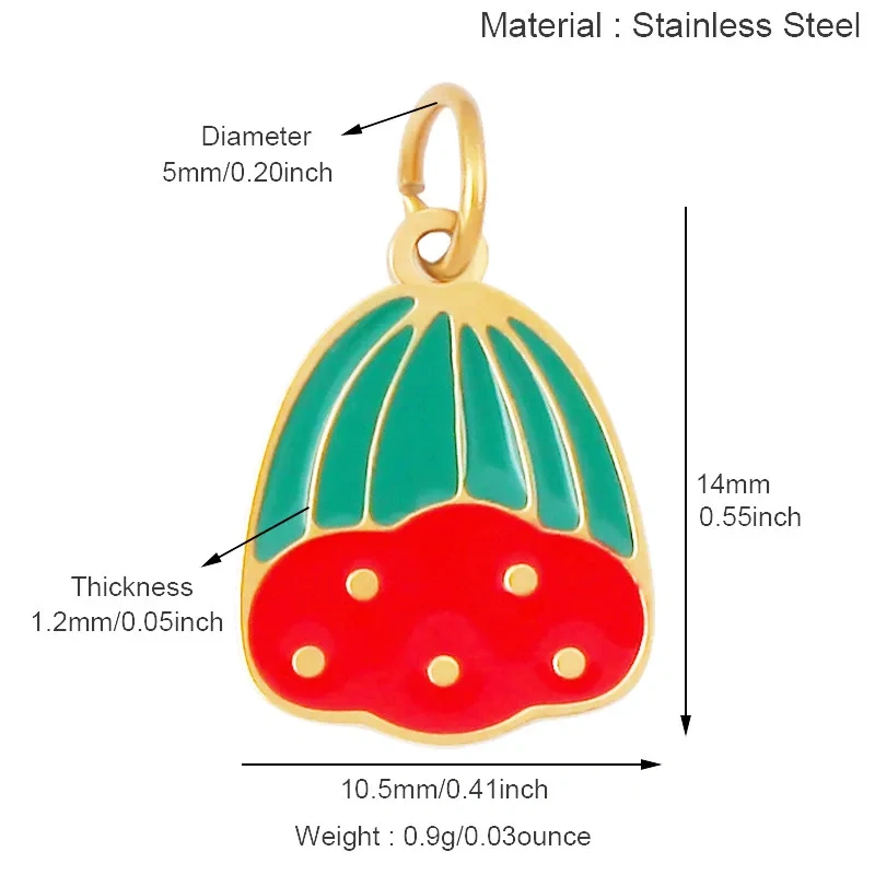 304 Stainless Steel Fruit Cherry Strawberry Banana Pineapple Apple Lemon Charm Pendant,Jewelry Necklace Bracelet DIY Supply R41