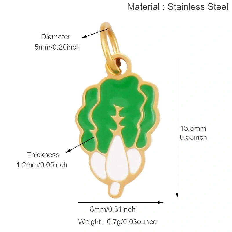 304 Stainless Steel Fruit Cherry Strawberry Banana Pineapple Apple Lemon Charm Pendant,Jewelry Necklace Bracelet DIY Supply R41
