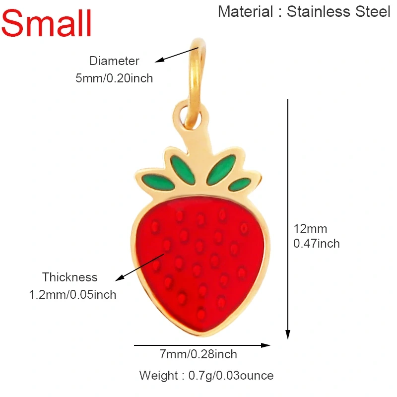 304 Stainless Steel Fruit Cherry Strawberry Banana Pineapple Apple Lemon Charm Pendant,Jewelry Necklace Bracelet DIY Supply R41