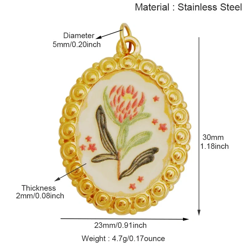 Stainless Steel Cherry Pear Four Leaf Clover Maple Leaf Charm Pendant,Painted DIY Necklace Bracelet Jewelry Accessory Supply R77