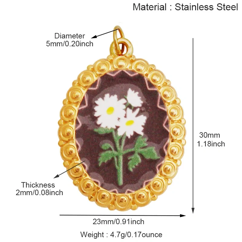 Stainless Steel Cherry Pear Four Leaf Clover Maple Leaf Charm Pendant,Painted DIY Necklace Bracelet Jewelry Accessory Supply R77