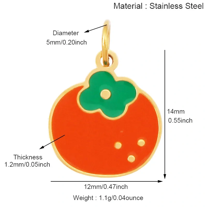 304 Stainless Steel Fruit Cherry Strawberry Banana Pineapple Apple Lemon Charm Pendant,Jewelry Necklace Bracelet DIY Supply R41
