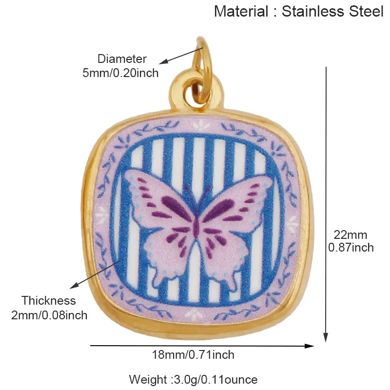 Stainless Steel Animal Insect Butterfly Beetle Swallow Bird Bee Charm Pendant,DIY Necklace Bracelet Jewelry Painted Supply R71
