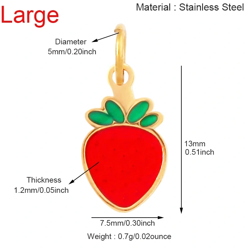 304 Stainless Steel Fruit Cherry Strawberry Banana Pineapple Apple Lemon Charm Pendant,Jewelry Necklace Bracelet DIY Supply R41