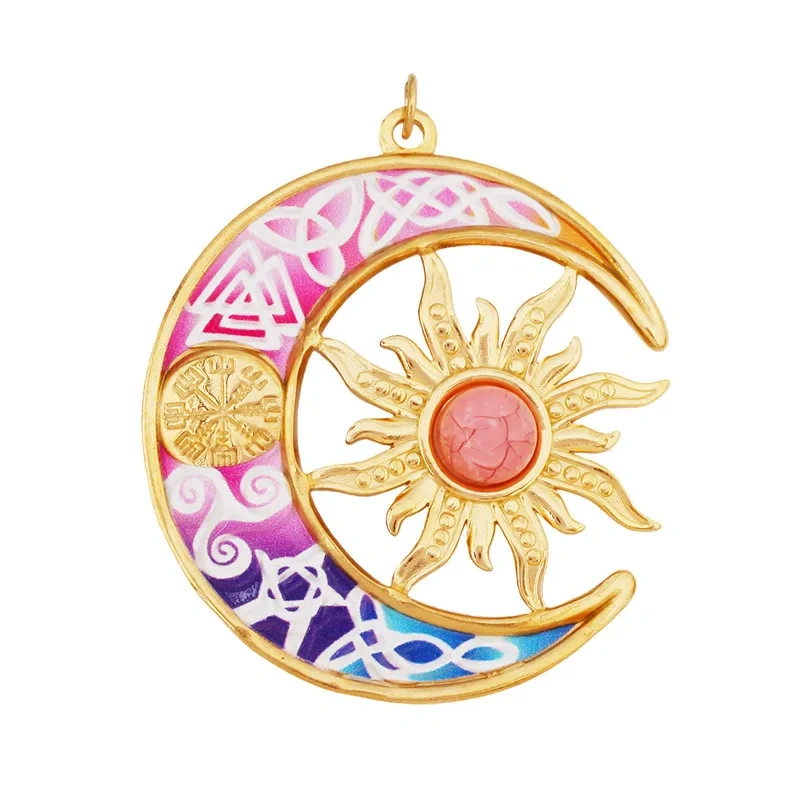 Fashion European American Stainless Steel Sun Star Moon Charm Pendant,Necklace Bracelet Jewelry Pendant Accessory Supply R70