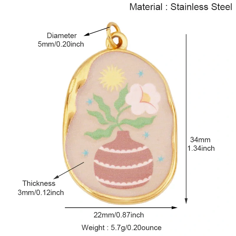 Stainless Steel Cherry Pear Four Leaf Clover Maple Leaf Charm Pendant,Painted DIY Necklace Bracelet Jewelry Accessory Supply R77