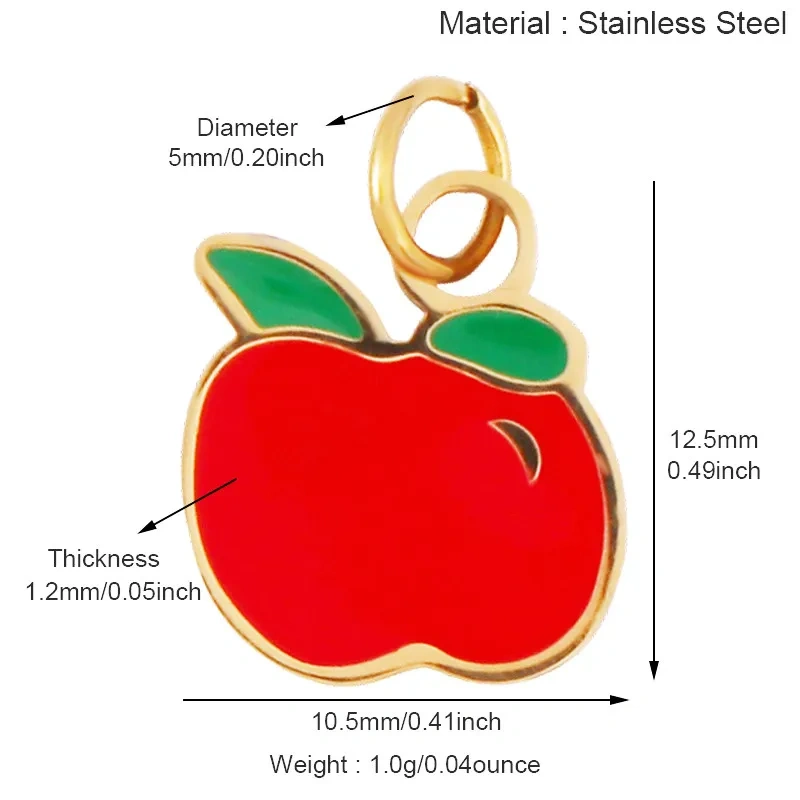 304 Stainless Steel Fruit Cherry Strawberry Banana Pineapple Apple Lemon Charm Pendant,Jewelry Necklace Bracelet DIY Supply R41