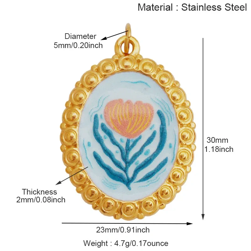 Stainless Steel Cherry Pear Four Leaf Clover Maple Leaf Charm Pendant,Painted DIY Necklace Bracelet Jewelry Accessory Supply R77