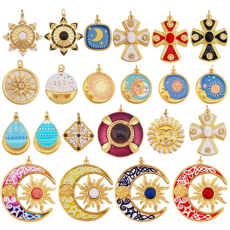 Fashion European American Stainless Steel Sun Star Moon Charm Pendant,Necklace Bracelet Jewelry Pendant Accessory Supply R70
