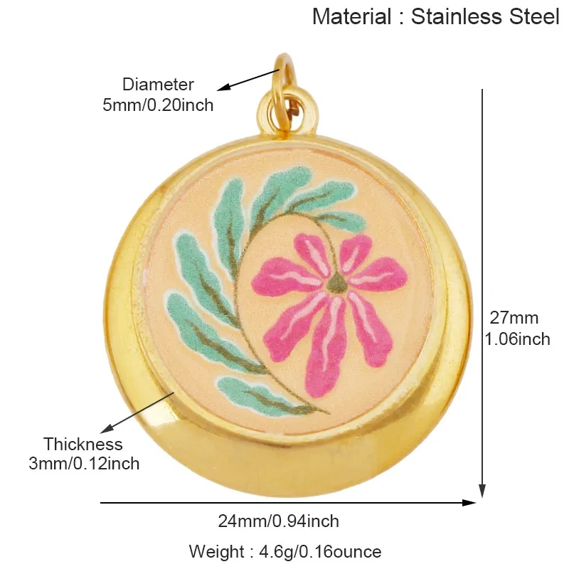 Stainless Steel Cherry Pear Four Leaf Clover Maple Leaf Charm Pendant,Painted DIY Necklace Bracelet Jewelry Accessory Supply R77