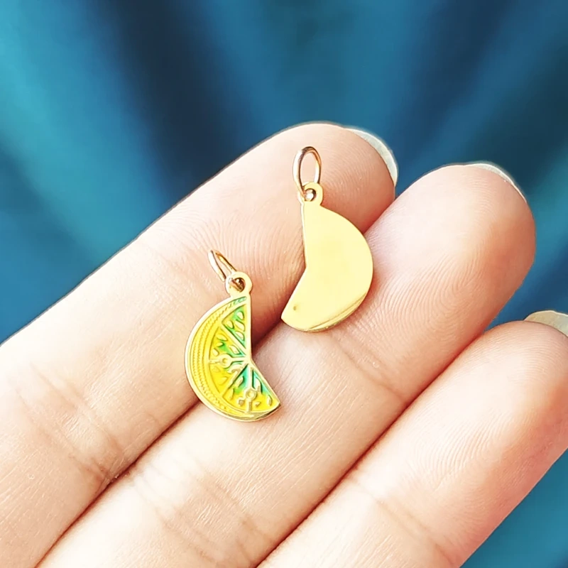 304 Stainless Steel Fruit Cherry Strawberry Banana Pineapple Apple Lemon Charm Pendant,Jewelry Necklace Bracelet DIY Supply R41