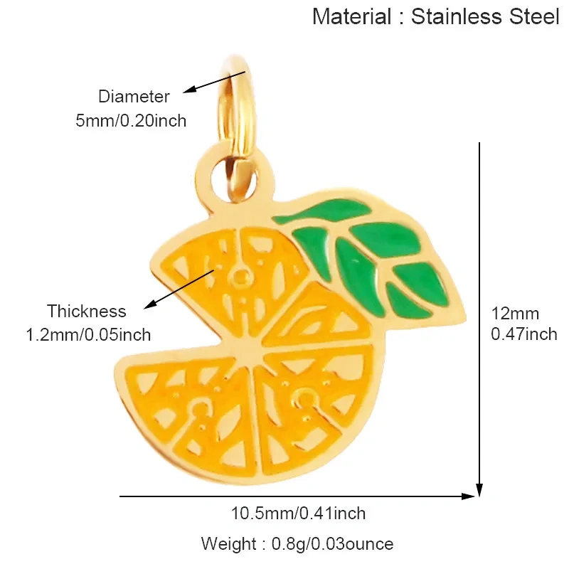 304 Stainless Steel Fruit Cherry Strawberry Banana Pineapple Apple Lemon Charm Pendant,Jewelry Necklace Bracelet DIY Supply R41