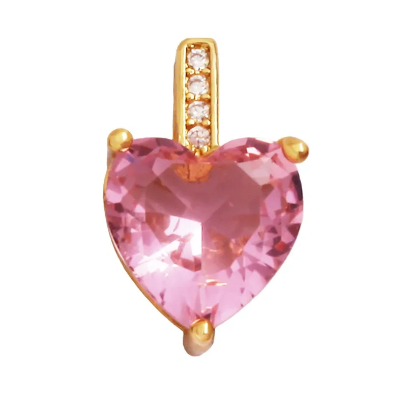 Trendy Cubic Zirconia Inlaid Heart Triangle Water Drop Geometric Pendant Charms,Small Minimalist DIY Necklace Jewelry Supply R04