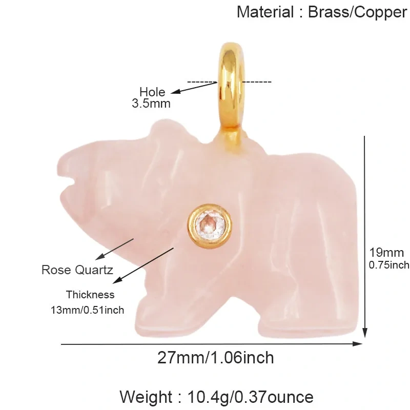 Natural Semi Precious Stone Cat Elephant Polar Bear Animal Charms Pendant,Rose Quartz Turquoise Crystal DIY Jewelry Supply R88