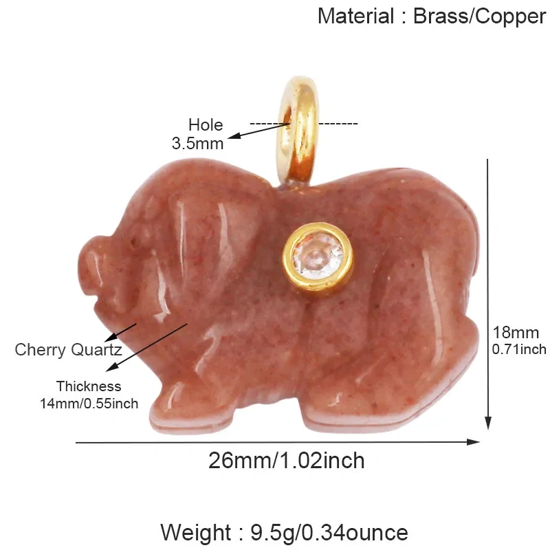 Natural Semi Precious Stone Cat Elephant Polar Bear Animal Charms Pendant,Rose Quartz Turquoise Crystal DIY Jewelry Supply R88