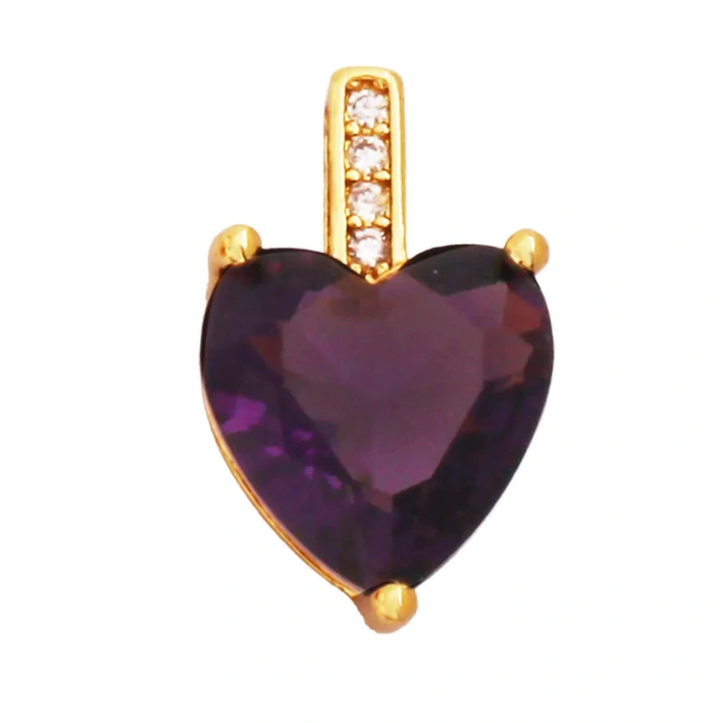 Trendy Cubic Zirconia Inlaid Heart Triangle Water Drop Geometric Pendant Charms,Small Minimalist DIY Necklace Jewelry Supply R04