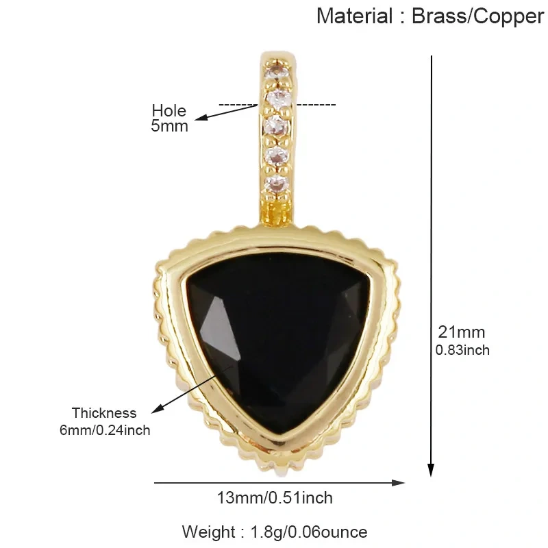 Trendy Cubic Zirconia Inlaid Heart Triangle Water Drop Geometric Pendant Charms,Small Minimalist DIY Necklace Jewelry Supply R04