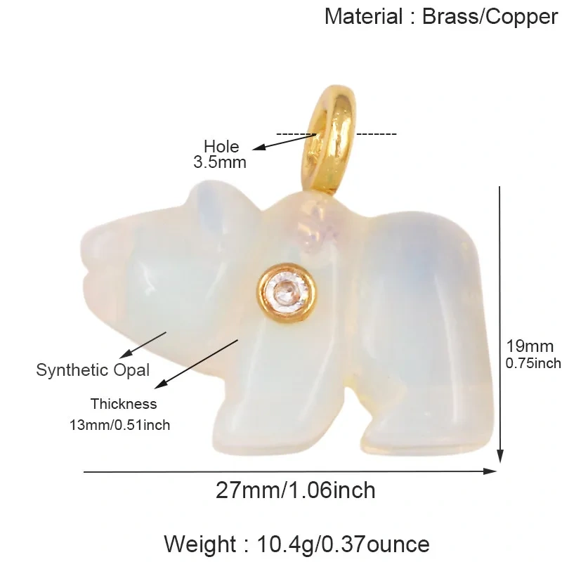 Natural Semi Precious Stone Cat Elephant Polar Bear Animal Charms Pendant,Rose Quartz Turquoise Crystal DIY Jewelry Supply R88